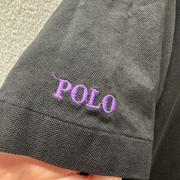 Ralph Lauren Polo Golf Mens Large Black Purple Pony Pima Cotton Short Sleeve - Picture 4 of 8